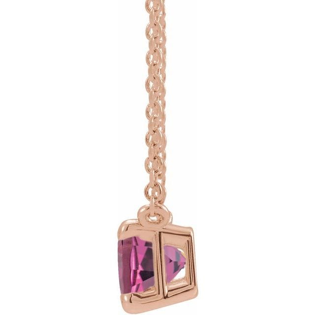 Emerald Cut Pink Tourmaline Prong Set Pendant Necklace Necklace / Pendant by Nodeform