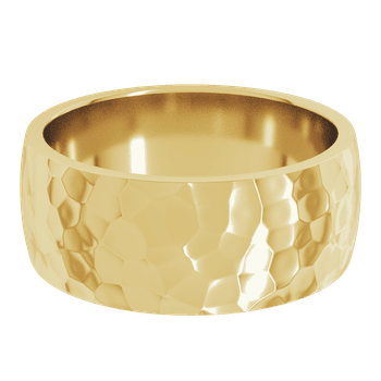 8mm wide hammered gold wedding band