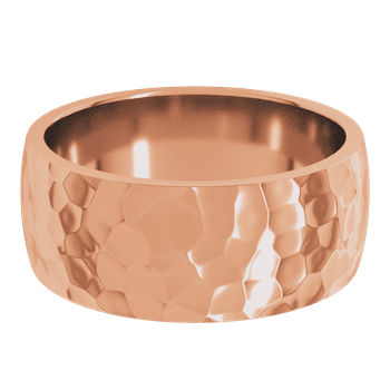 8mm wide hammered rose gold wedding band