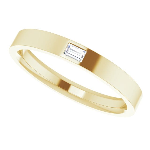 Baguette Diamond Simple Flat Wedding Ring Band Ring by Nodeform