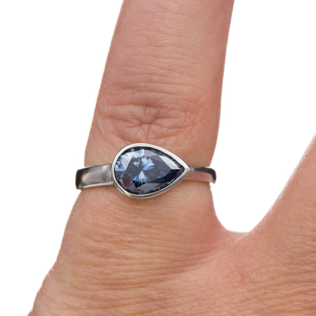 Pear Blue-Gray Moissanite Loose Stone Loose Gemstone by Nodeform