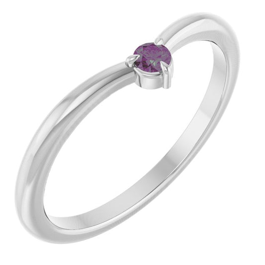 Alexandrite chevron curved shadow Velma wedding band in white gold perspective