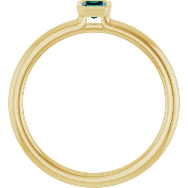 Alexandrite emerald cut stacking ring in gold side