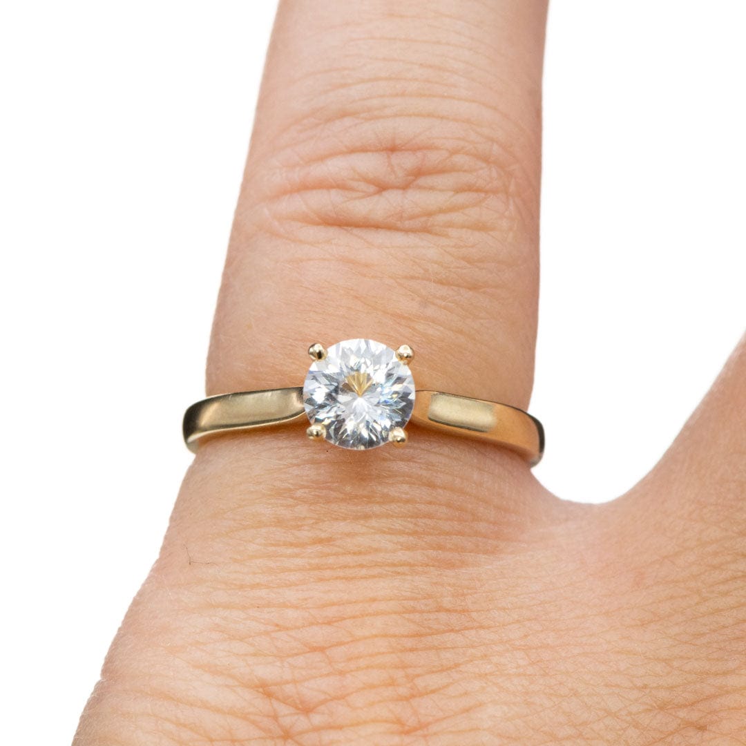 Amelia Ring- White Sapphire Prong Set Cathedral Style Solitaire Engagement Ring Ring by Nodeform