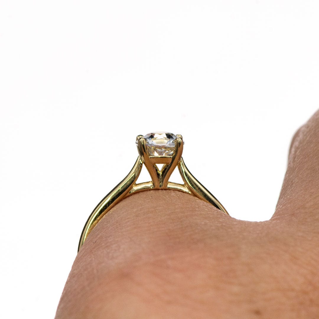 Amelia Ring- White Sapphire Prong Set Cathedral Style Solitaire Engagement Ring Ring by Nodeform