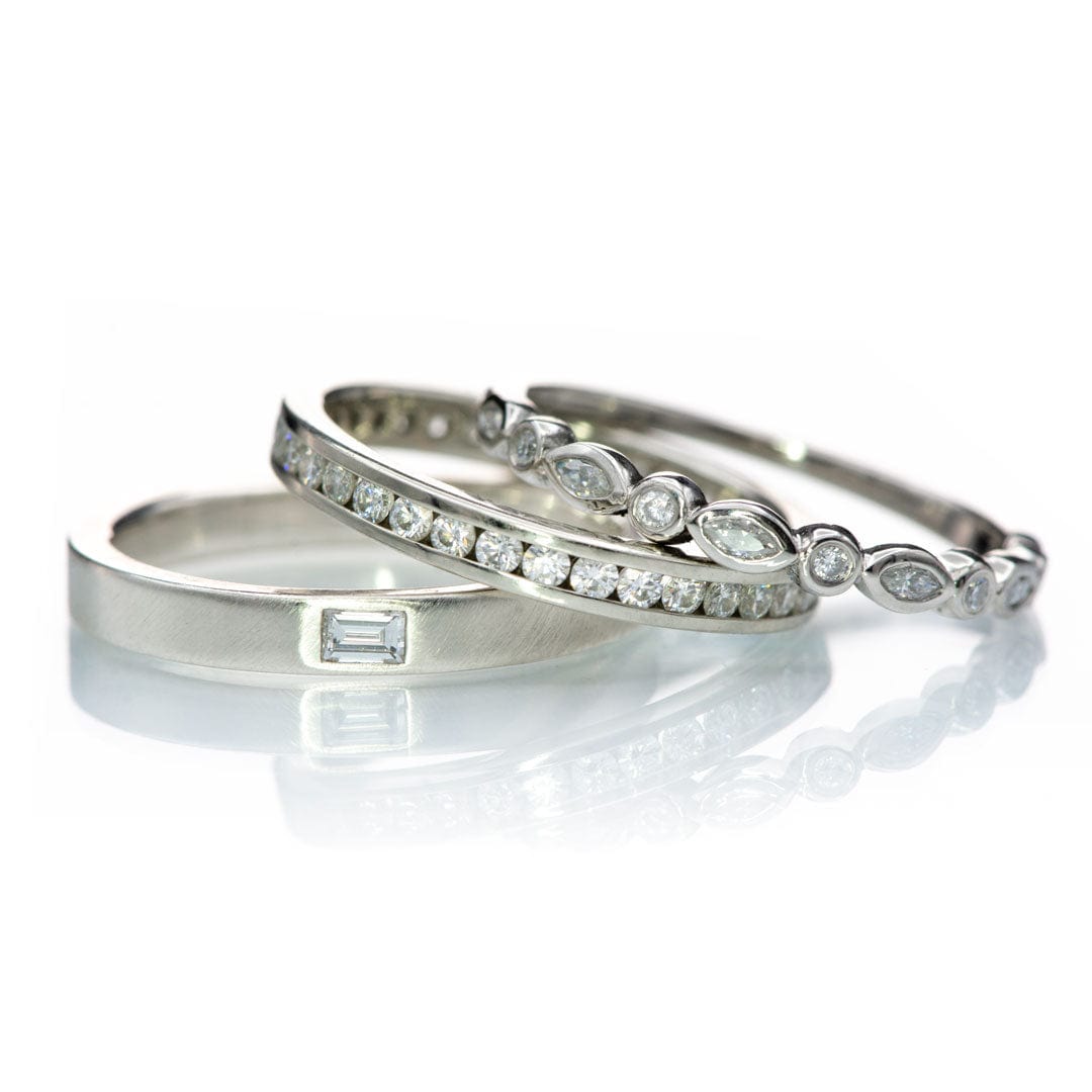Maggie Band, Diamond or Sapphire Bezel Set Marquise Stacking Half Eternity Anniversary Ring Ring by Nodeform