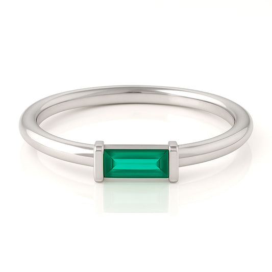 Baguette Emerald Stacking Solitaire Promise or Anniversary Ring
