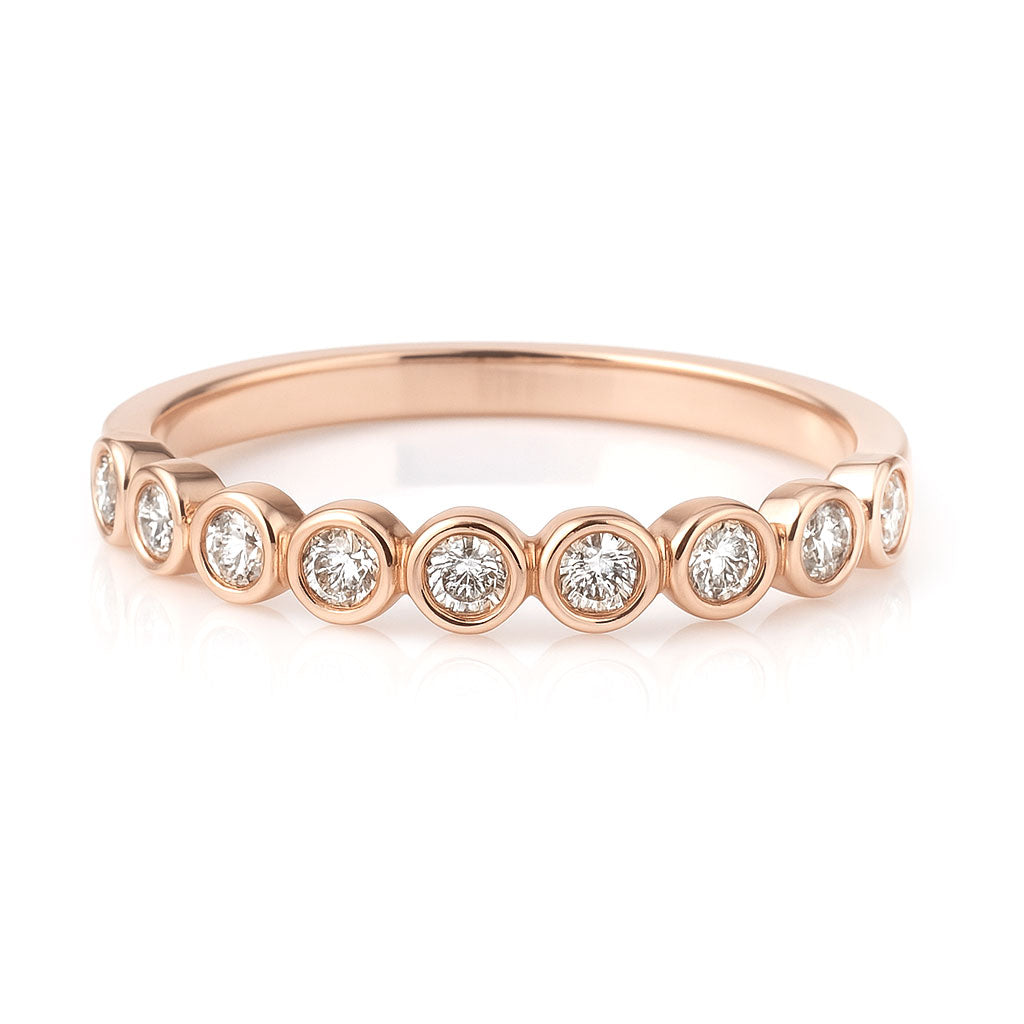 Betty Anniversary Band - Bezel Set Diamond Half Eternity Stacking Wedding Ring