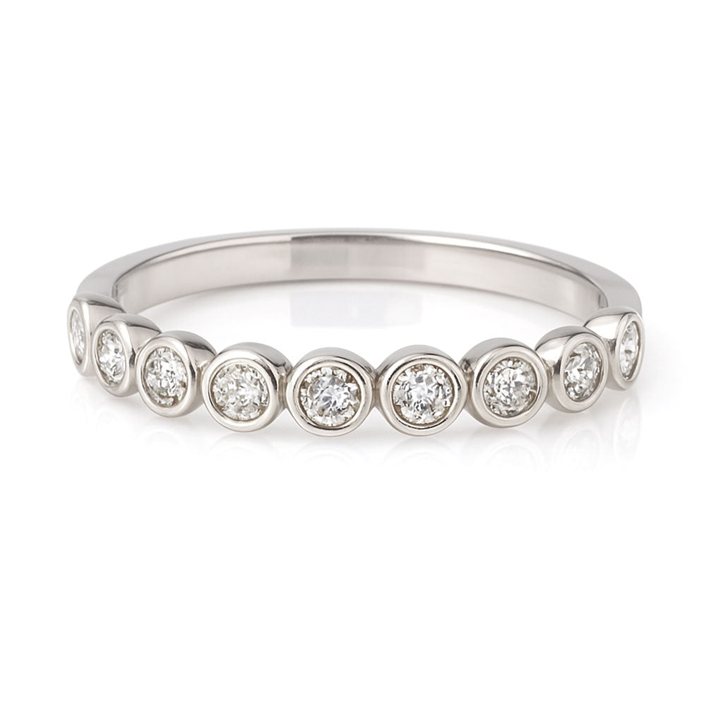 Betty Anniversary Band - Bezel Set Diamond Half Eternity Stacking Wedding Ring