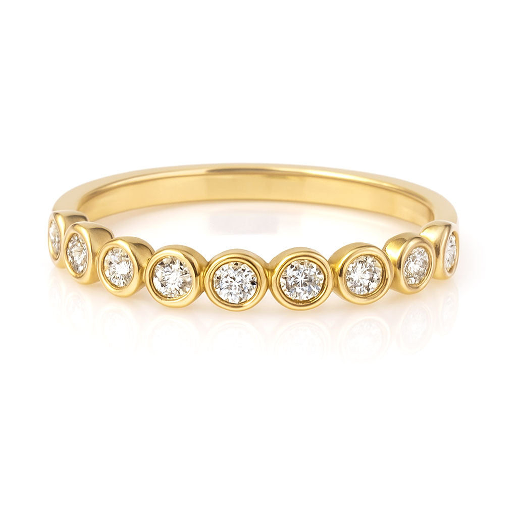 Betty Anniversary Band - Bezel Set Diamond Half Eternity Stacking Wedding Ring