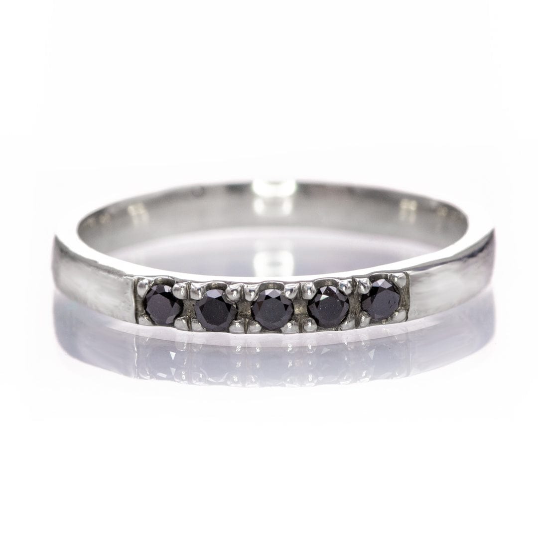 Black Diamond Pave French Set Ring Stacking Wedding Band Ring by Nodeform