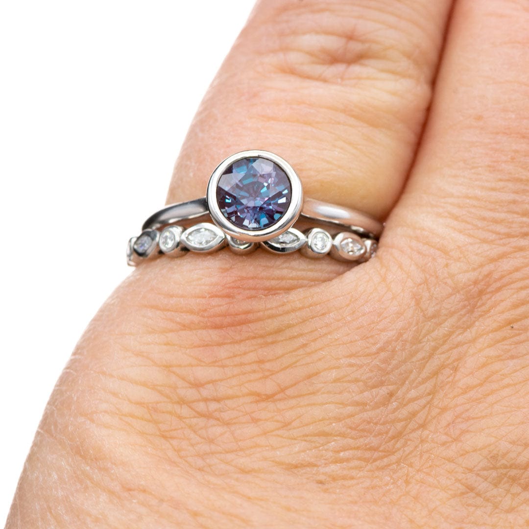 Maggie Band, Diamond or Sapphire Bezel Set Marquise Stacking Half Eternity Anniversary Ring Ring by Nodeform