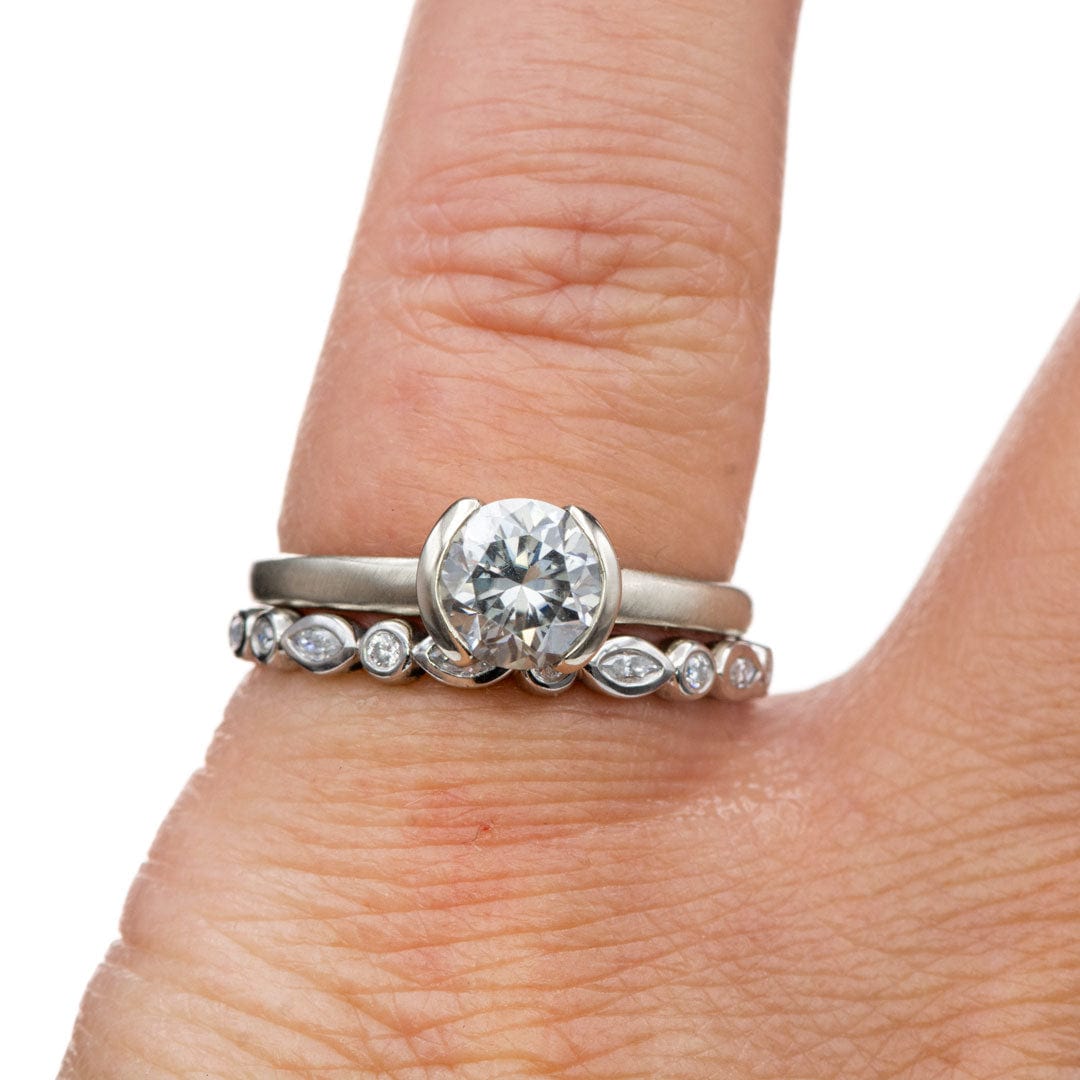 Maggie Band, Diamond or Sapphire Bezel Set Marquise Stacking Half Eternity Anniversary Ring Ring by Nodeform