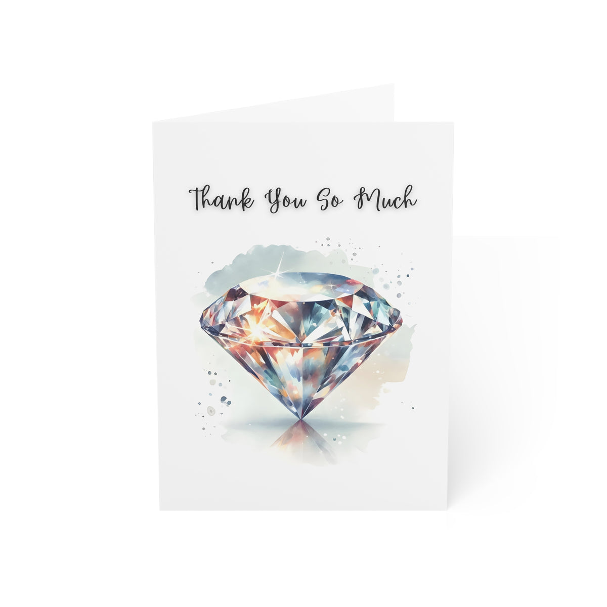 Folded Card with a diamond illustration and 'Thank You So Much' text on a white background