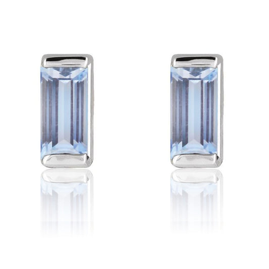 Channel-set Baguette Tanzanite Gold or Platinum Stud Earrings