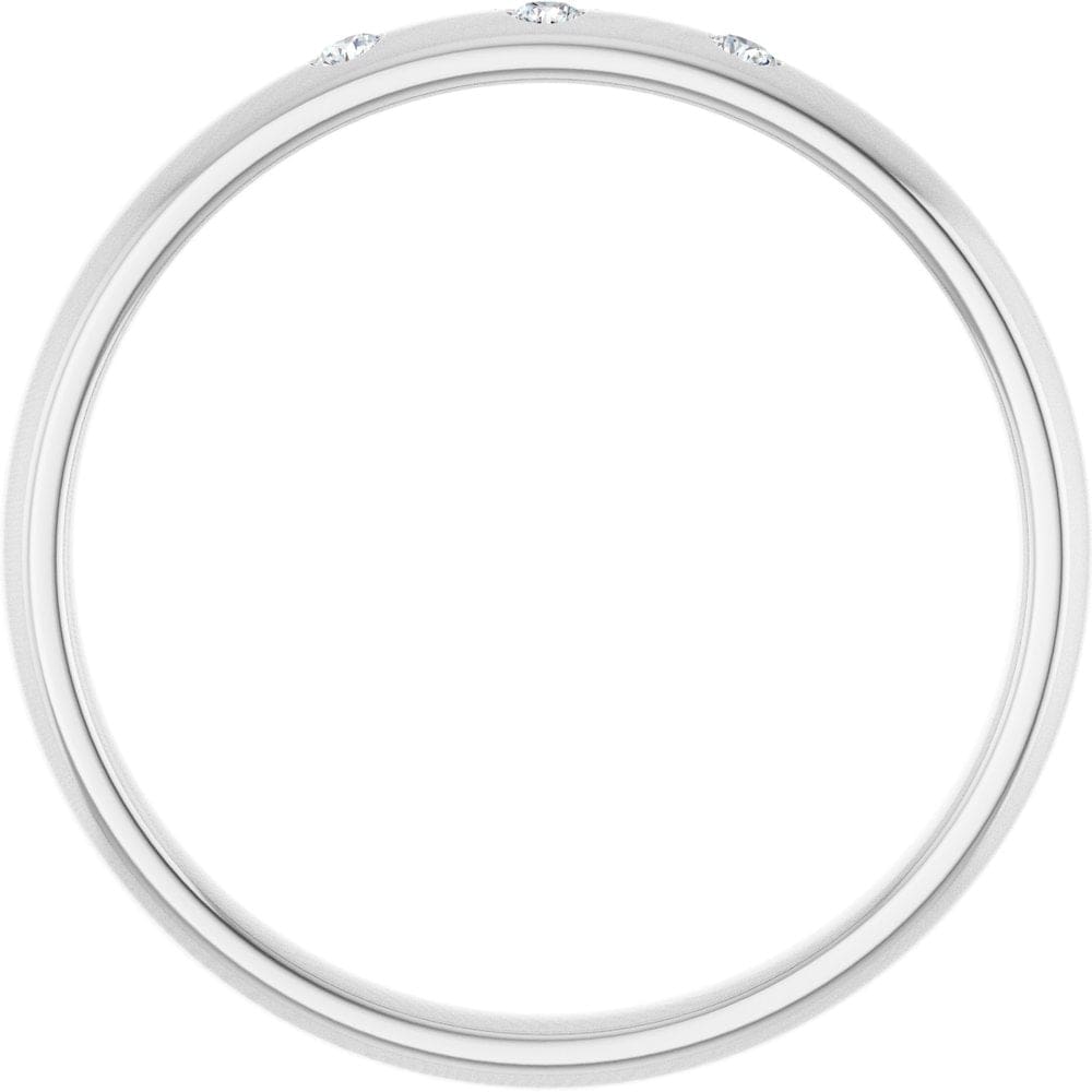 Dana Ring - Narrow 2.5mm wide 3 Diamond, Moissanite or Sapphire Flush Set Domed Wedding Band Ring by Nodeform