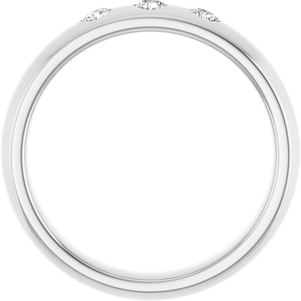 Dana Ring - 4mm wide 3 Diamond, Moissanite or Sapphire Flush Set Domed Wedding Band Ring by Nodeform