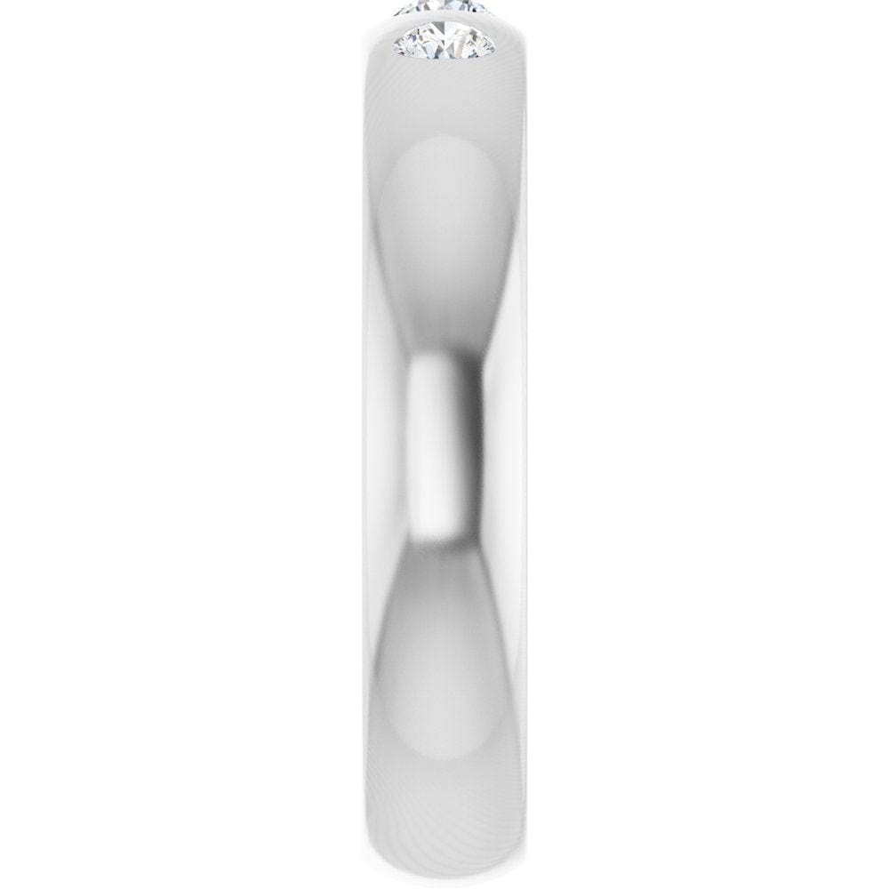 Dana Ring - 4mm wide 3 Diamond, Moissanite or Sapphire Flush Set Domed Wedding Band Ring by Nodeform