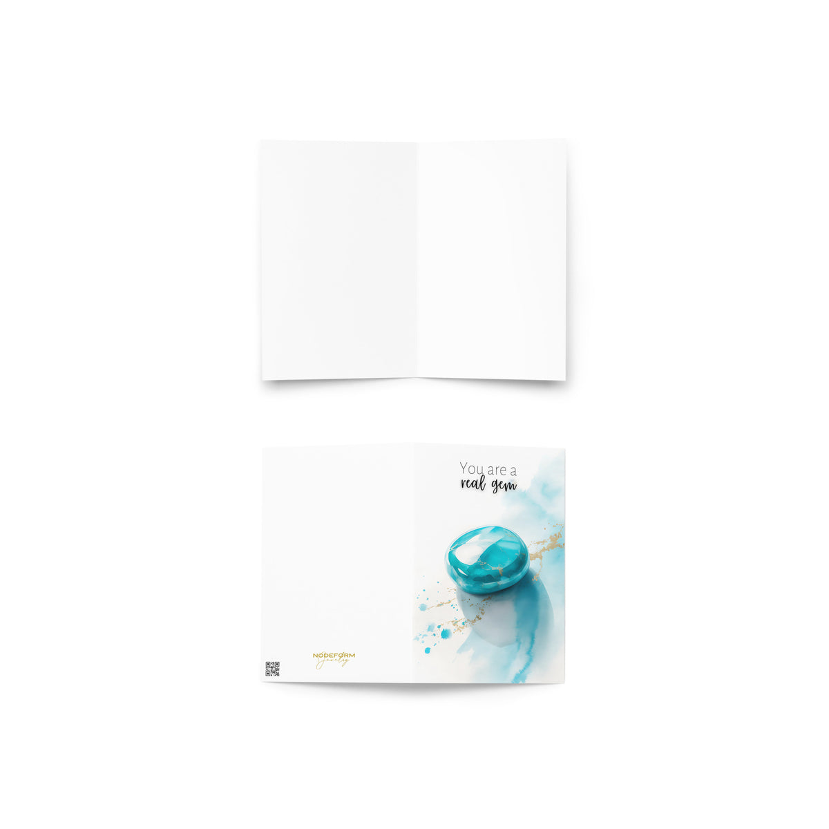 You are a real Gem | Watercolor Turquoise Birthstone Birthday or Anniversary Folded Greeting thank You Card