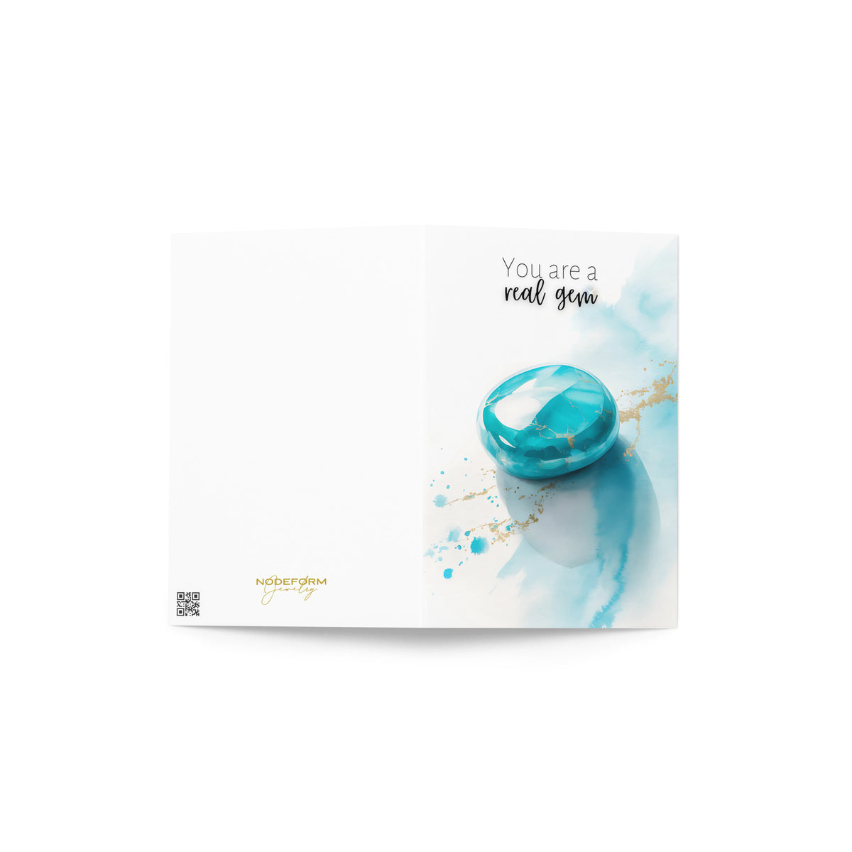 You are a real Gem | Watercolor Turquoise Birthstone Birthday or Anniversary Folded Greeting thank You Card