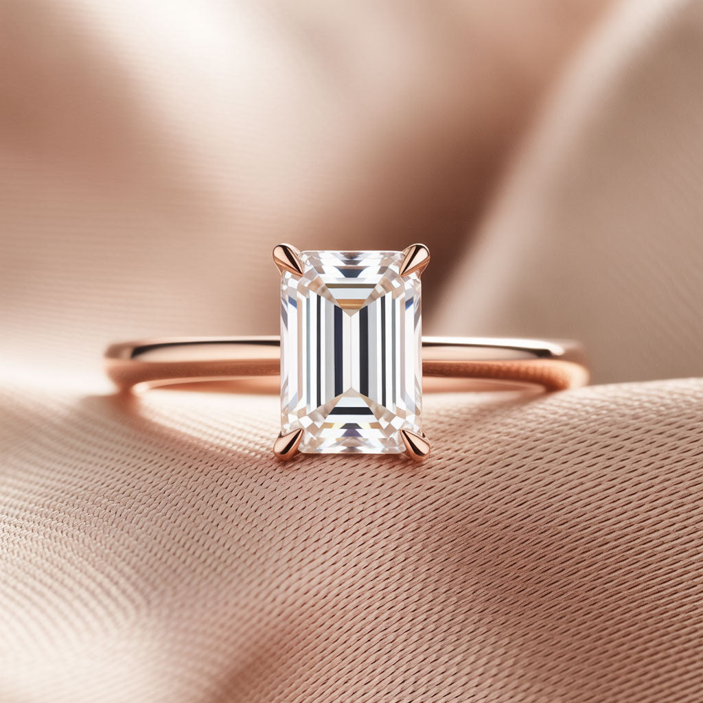 Emily Prong Set Narrow Cathedral Solitaire Engagement Ring - Setting only