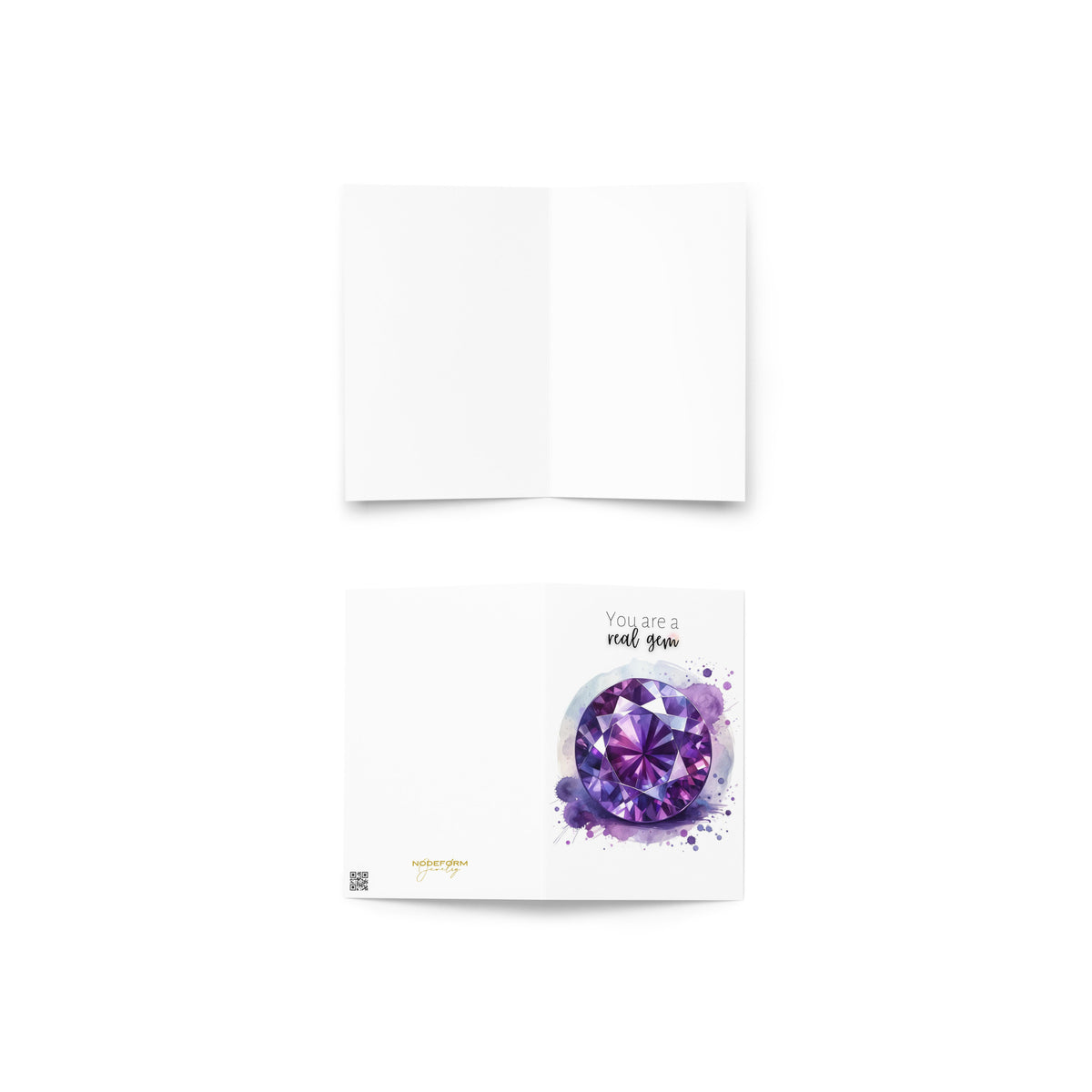 You are a real Gem | Watercolor Round Amethyst Folded Birthday Card