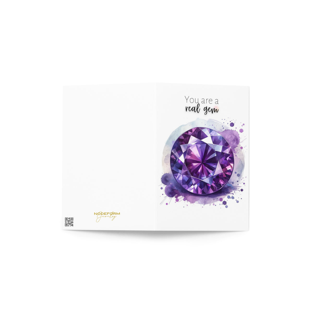 You are a real Gem | Watercolor Round Amethyst Folded Birthday Card
