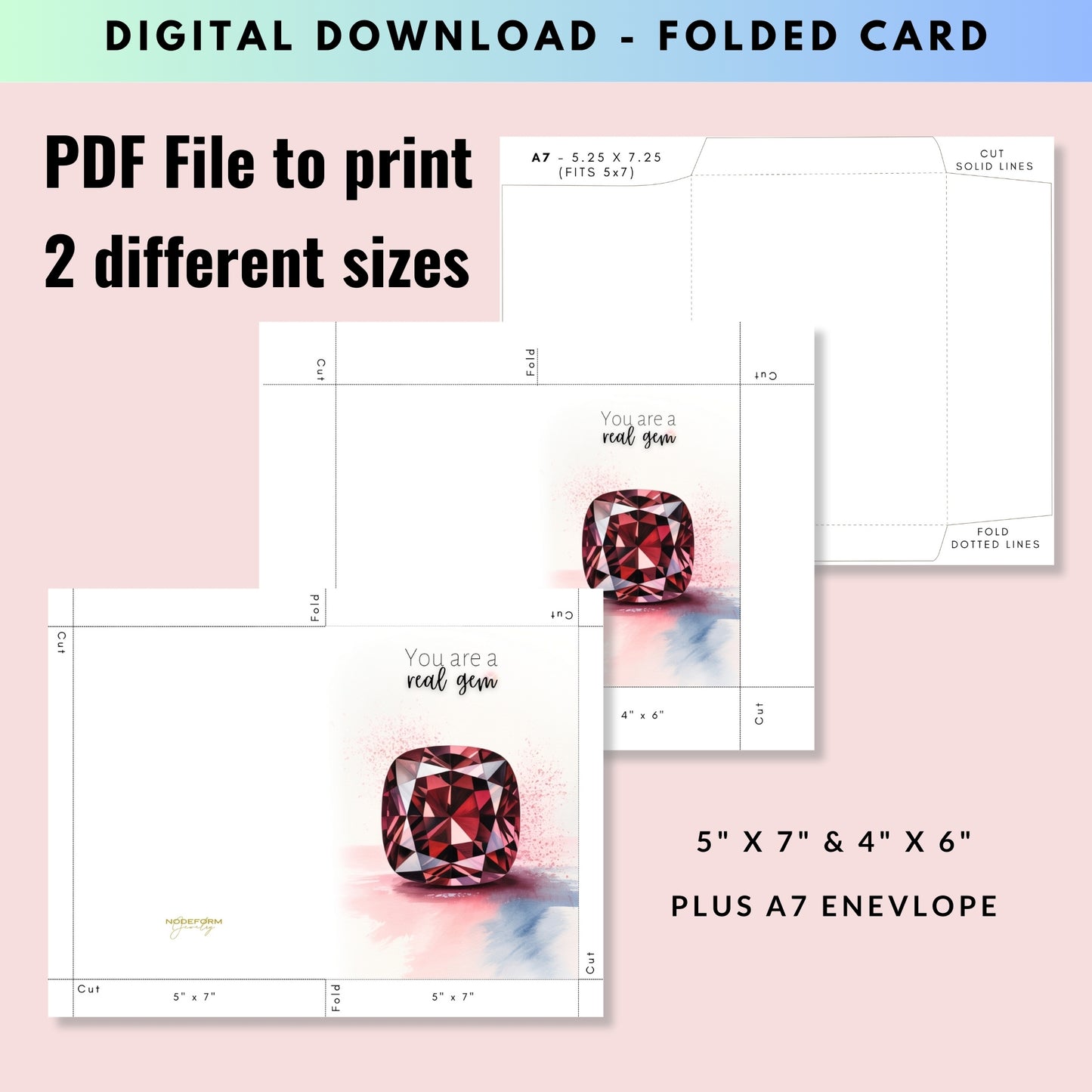 You are a real Gem | Watercolor Cushion Garnet Greeting Card