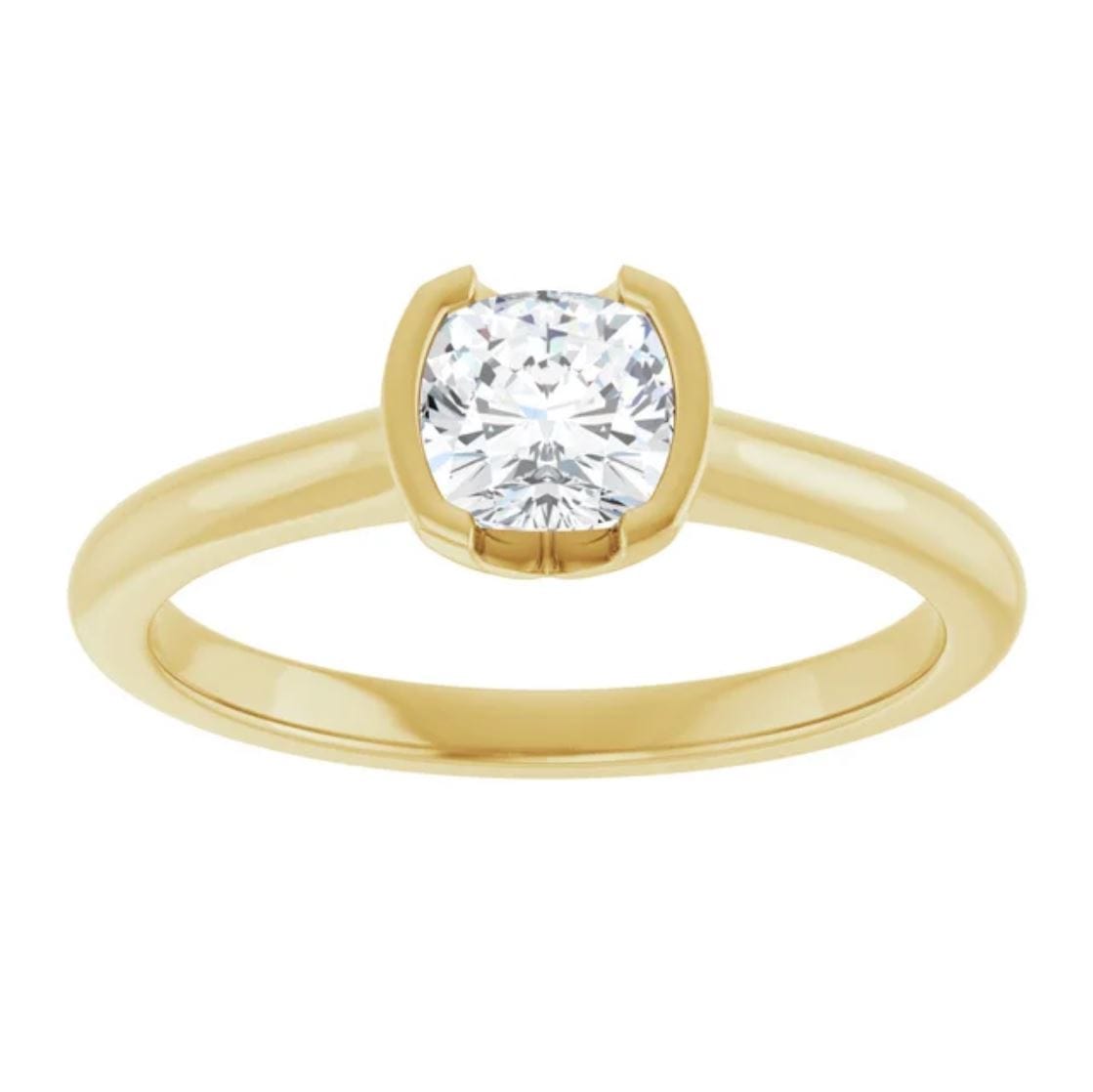Cushion Moissanite Half Bezel Set Hannah Solitaire Engagement Ring Ring by Nodeform