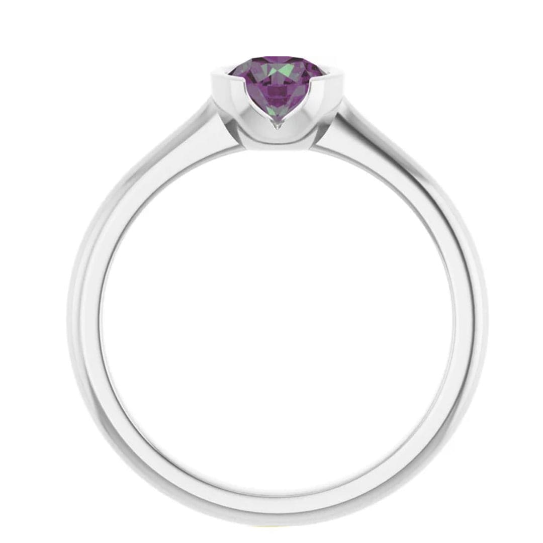 Round Alexandrite Ring Half Bezel Hannah Solitaire Engagement Ring Ring by Nodeform