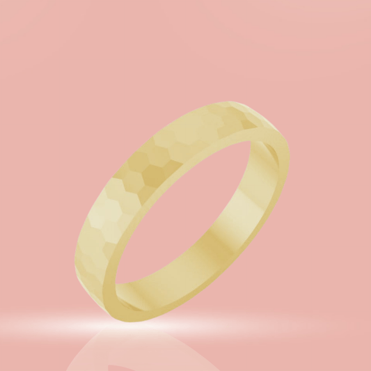 Hexagon Pattern 3.5mm Wide Textured Wedding Band Ring by Nodeform