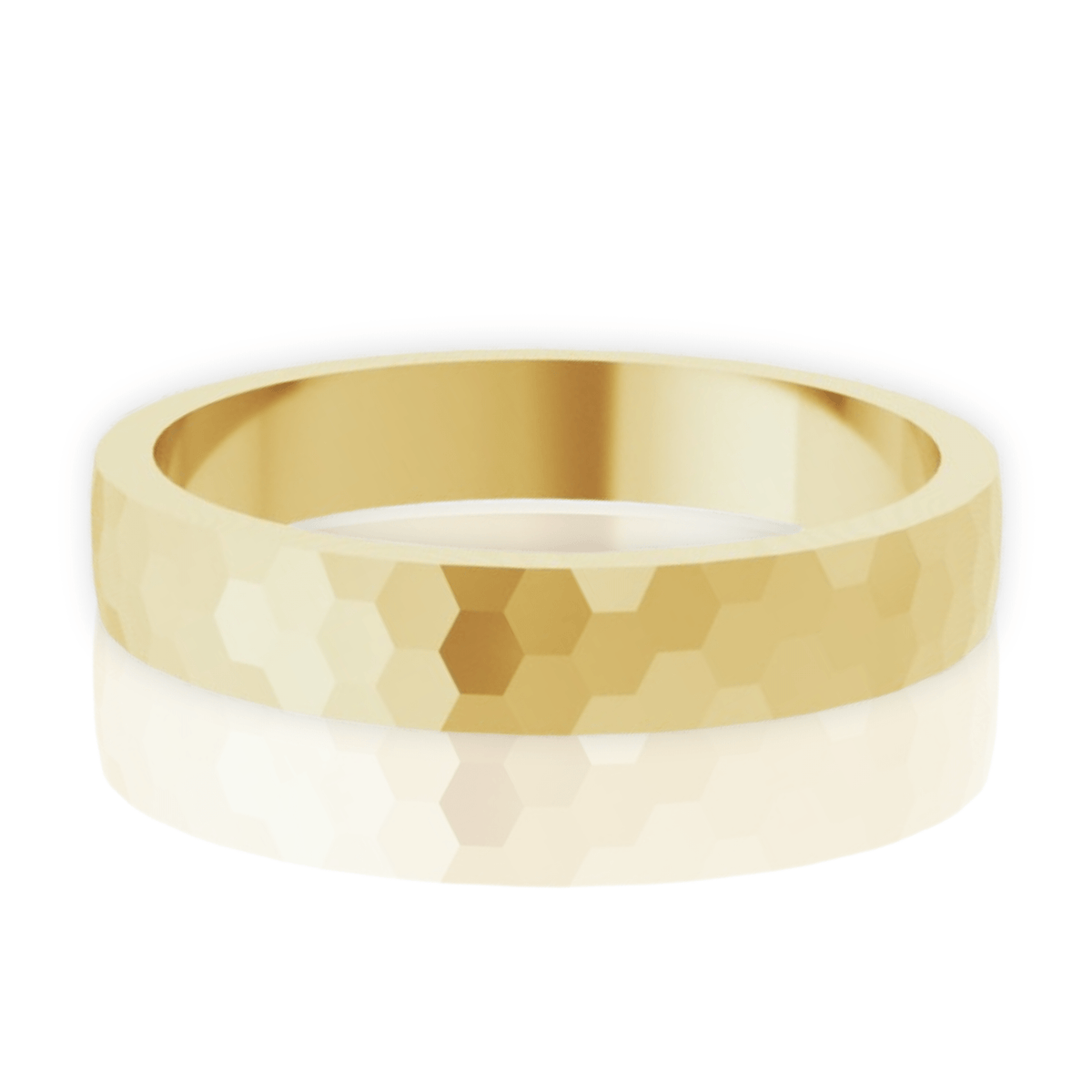 Hexagon Pattern 3.5mm Wide Textured Wedding Band 10k Yellow Gold Ring by Nodeform