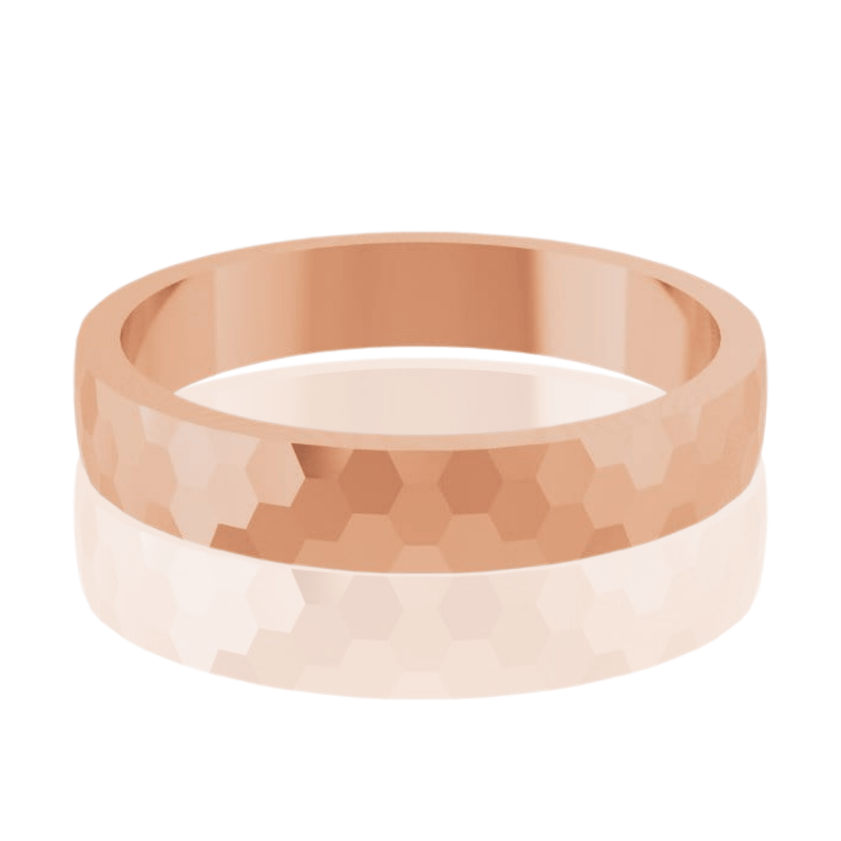 Hexagon Pattern 3.5mm Wide Textured Wedding Band 10k Rose Gold Ring by Nodeform