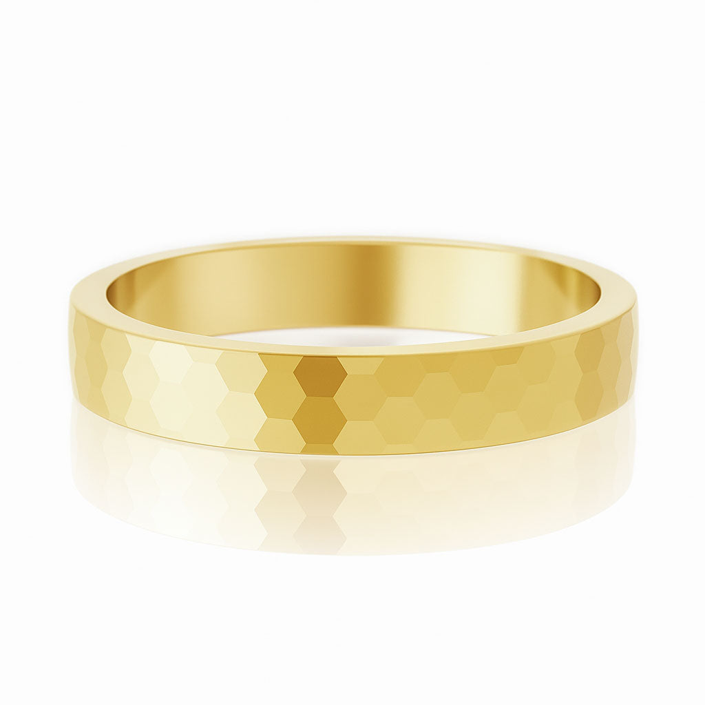 Hexagon Pattern 3.5mm Wide Textured Wedding Band
