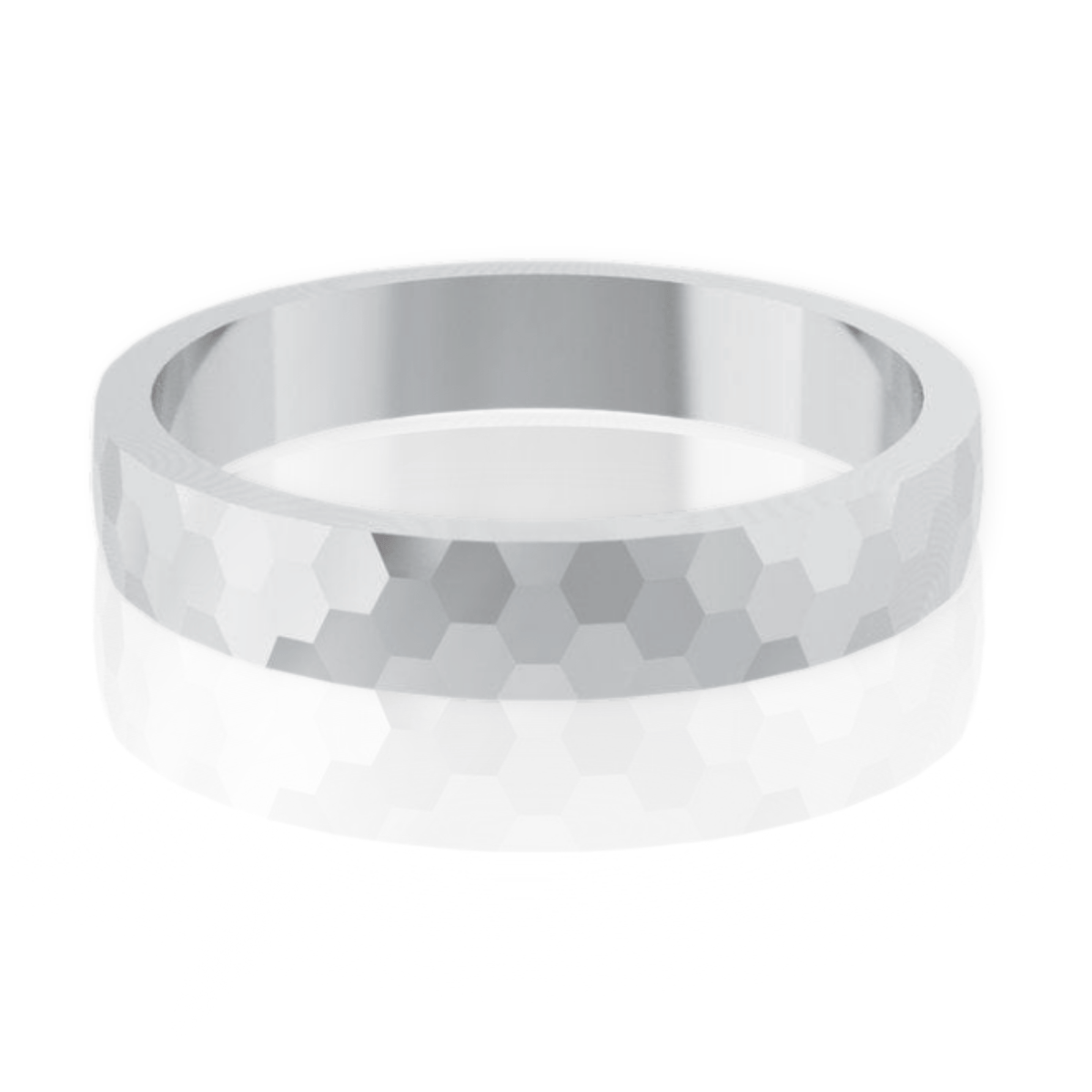 Hexagon Pattern 3.5mm Wide Textured Wedding Band Sterling Silver Ring by Nodeform