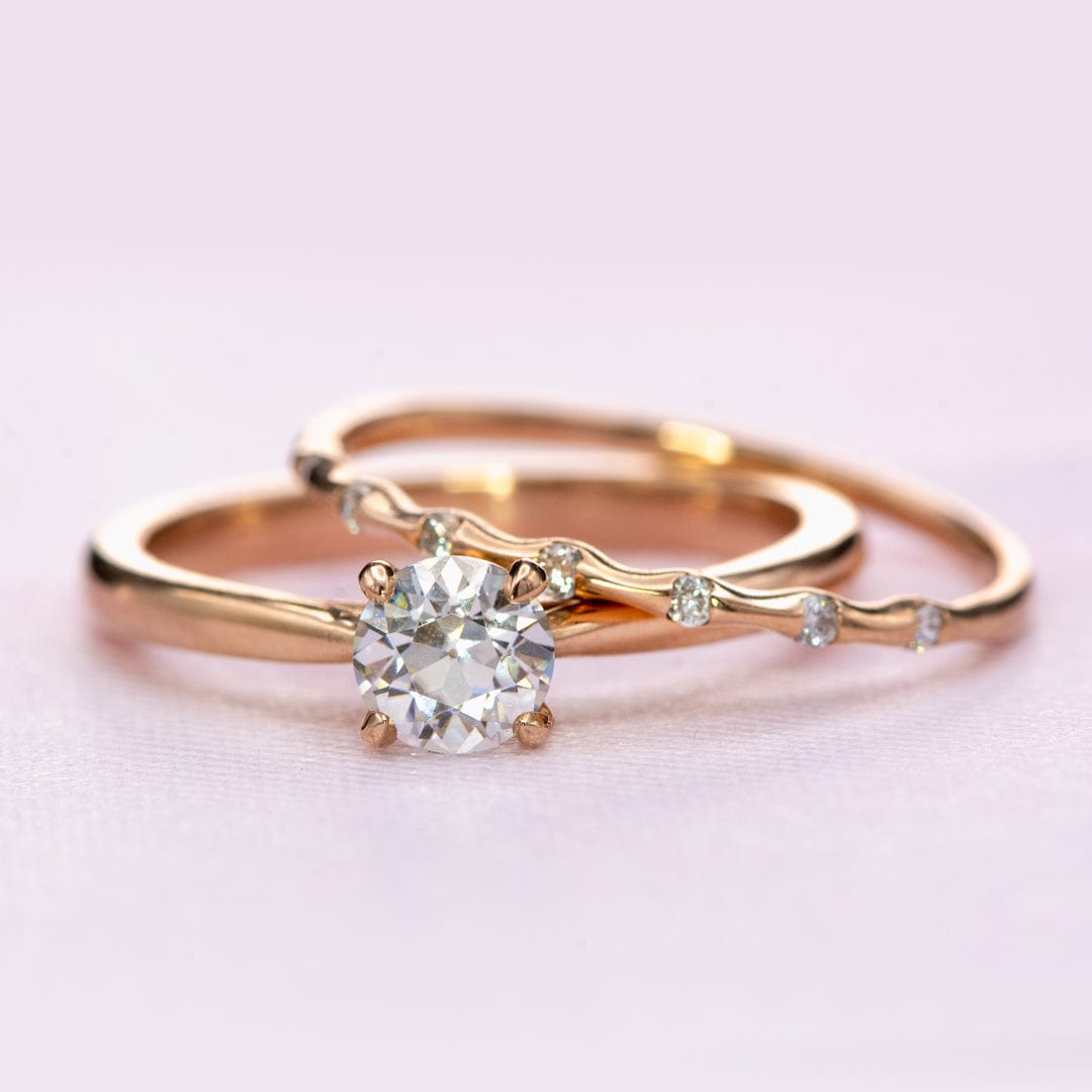 Old European Cut Moissanite 14k Rose Gold Julia Solitaire Engagement Ring, size 4 to 9 Ring Ready To Ship by Nodeform