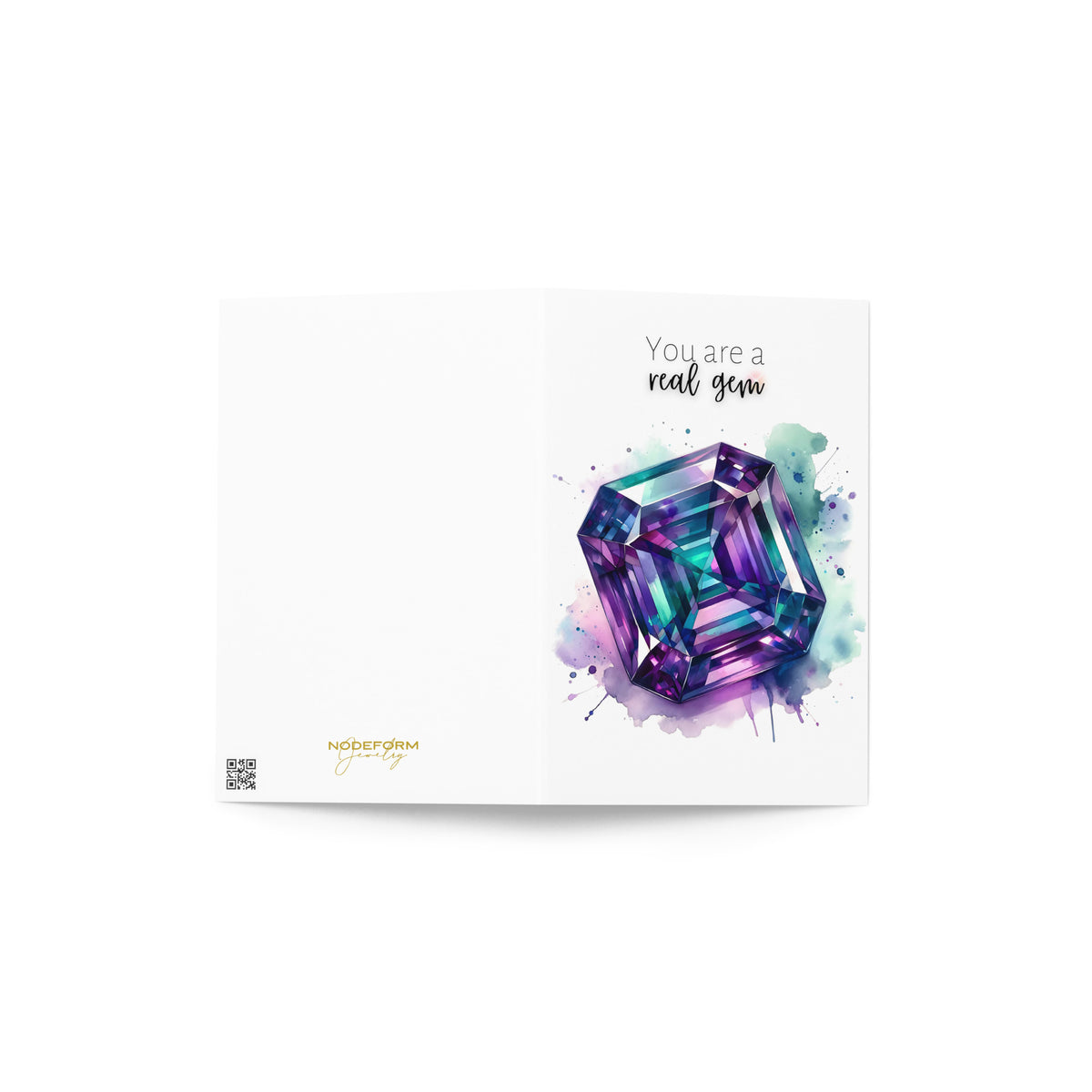 outside of You are a real Gem | Watercolor Asscher cut Alexandrite Anniversary or Birthday Thank You Greeting Card