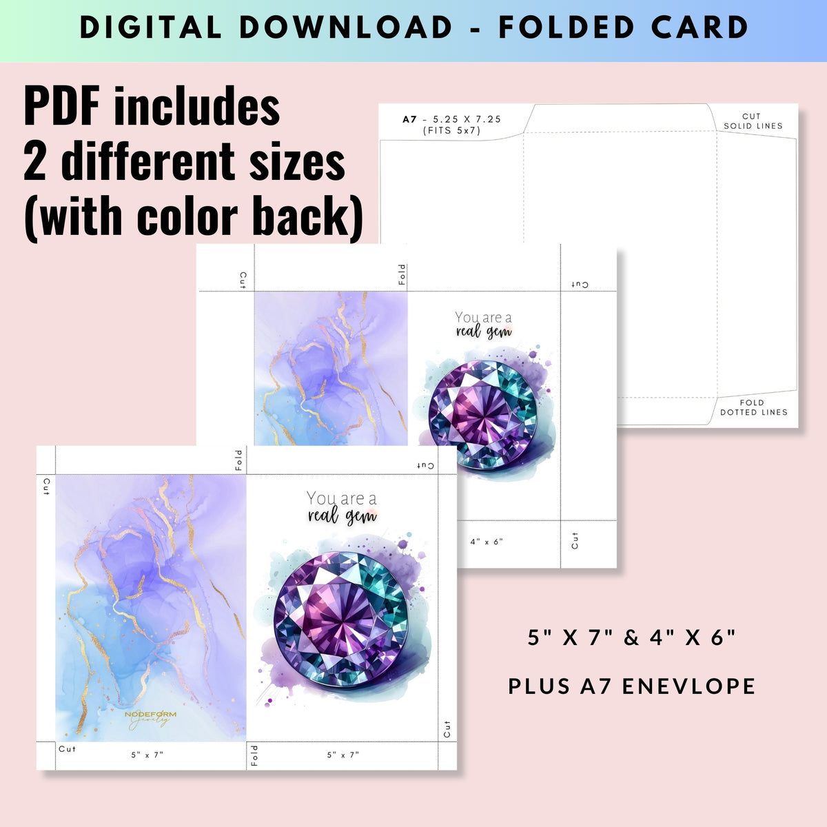 You are a real Gem | Watercolor Round Alexandrite Greeting Card