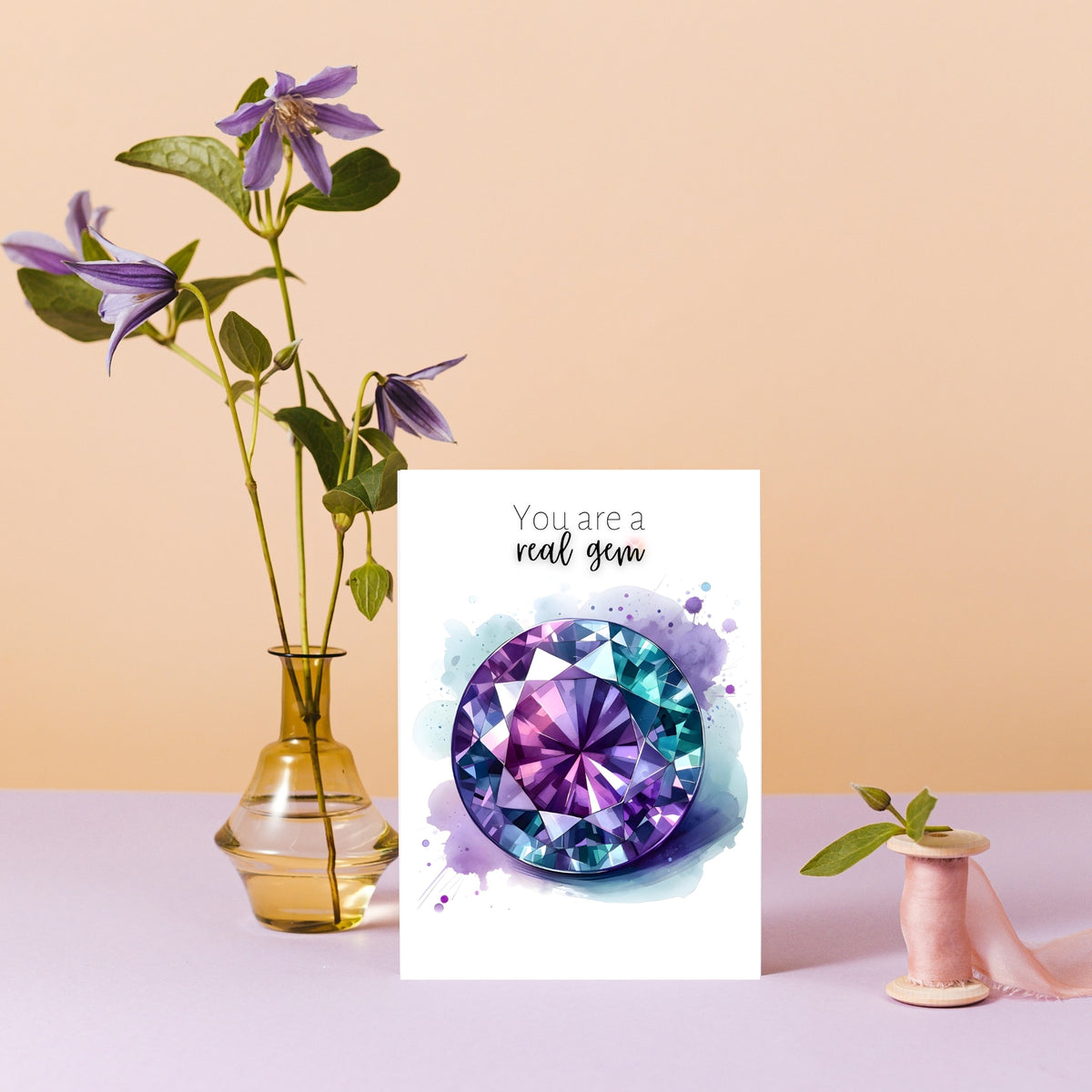 You are a real Gem | Watercolor Round Alexandrite Greeting Card