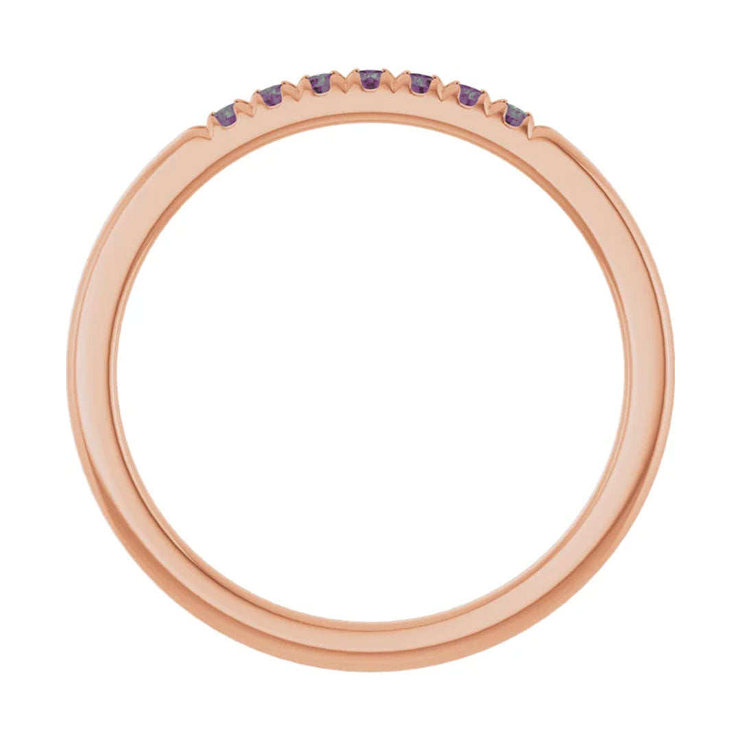 Louise alexandrite french set anniversary ring rose gold side