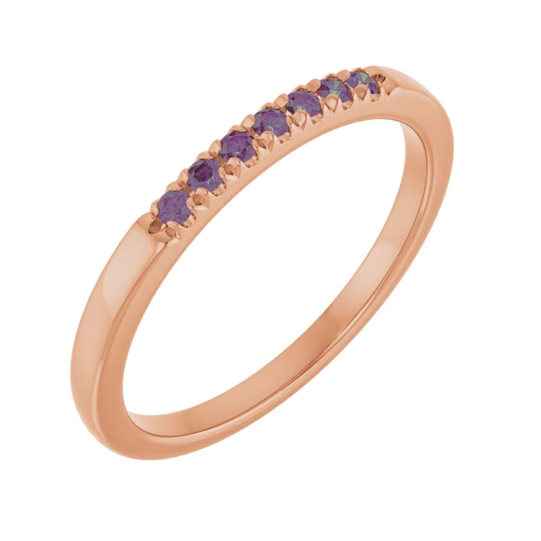 Louise alexandrite french set anniversary ring rose gold