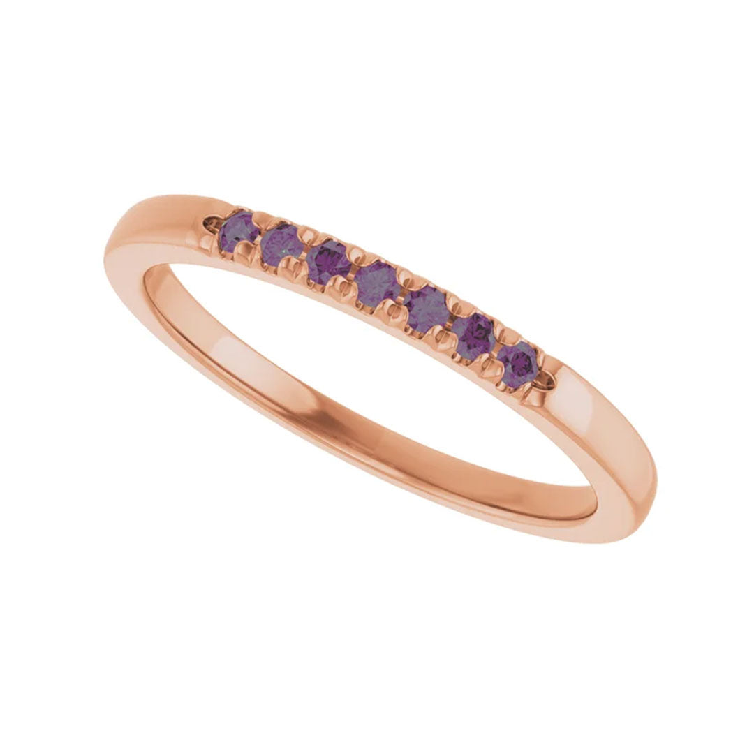 Louise alexandrite french set anniversary ring rose gold