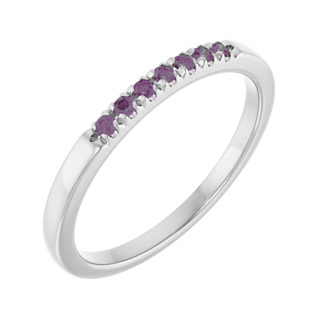 Louise alexandrite french set anniversary ring white gold