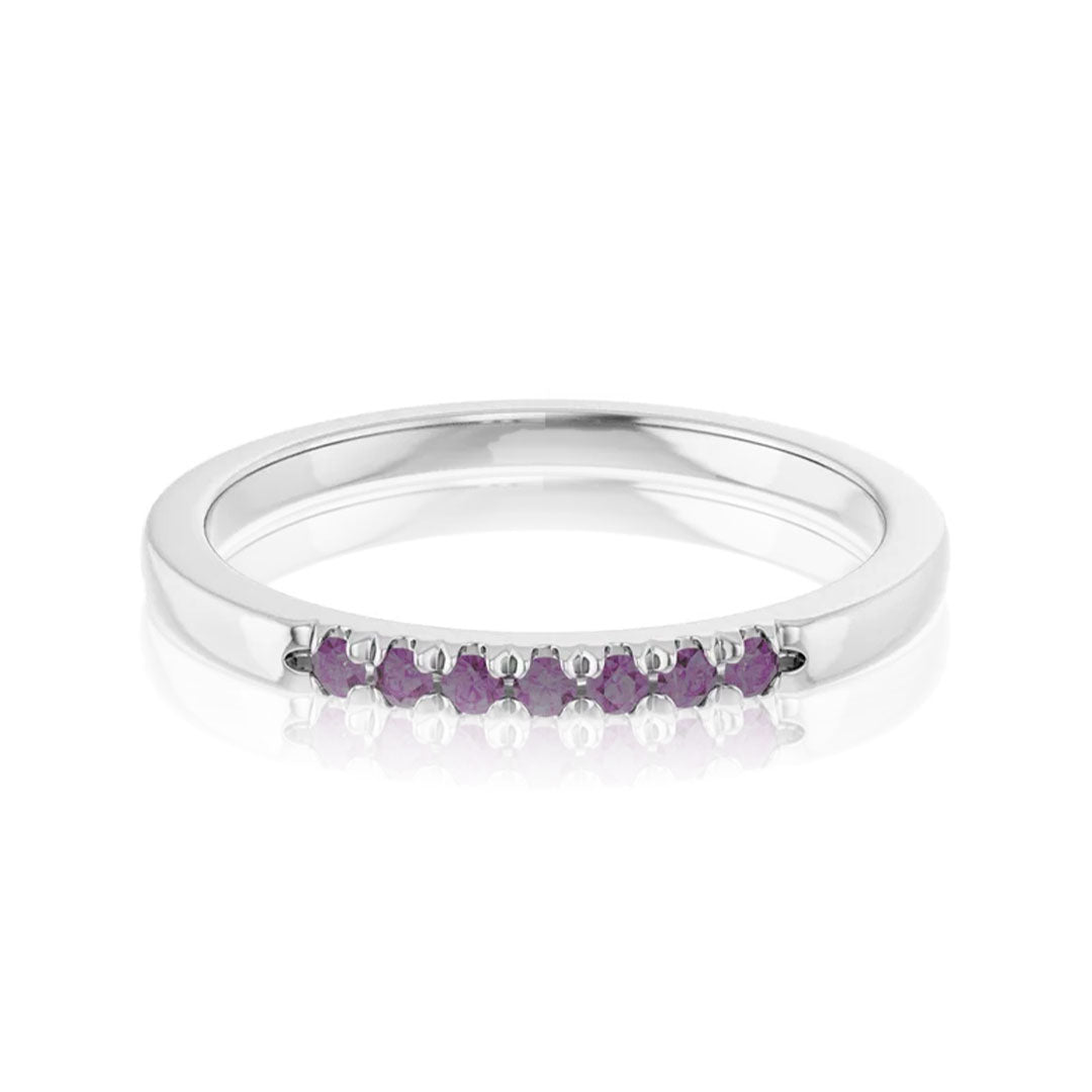 Louise alexandrite french set anniversary ring white gold