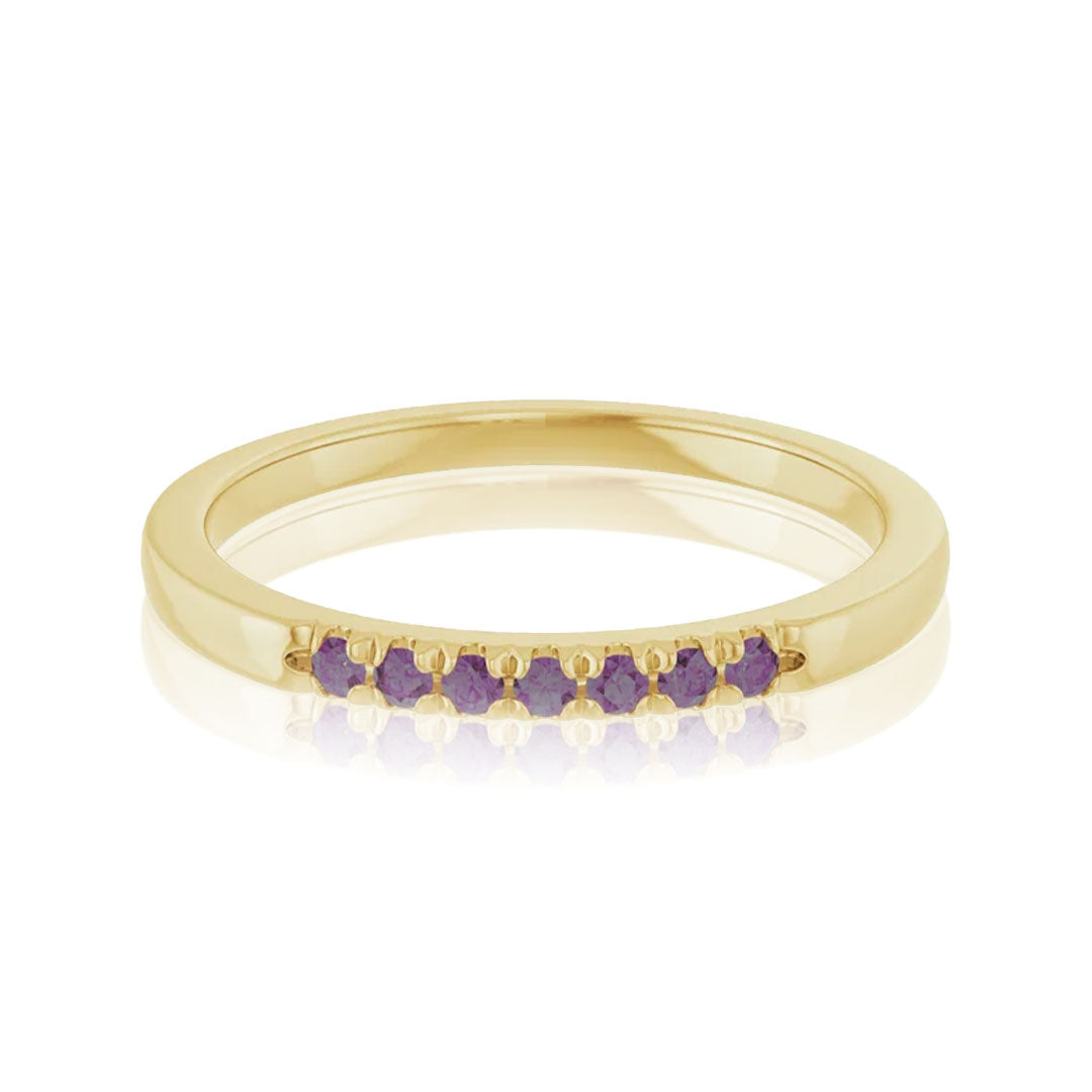 Louise alexandrite french set anniversary ring gold front view