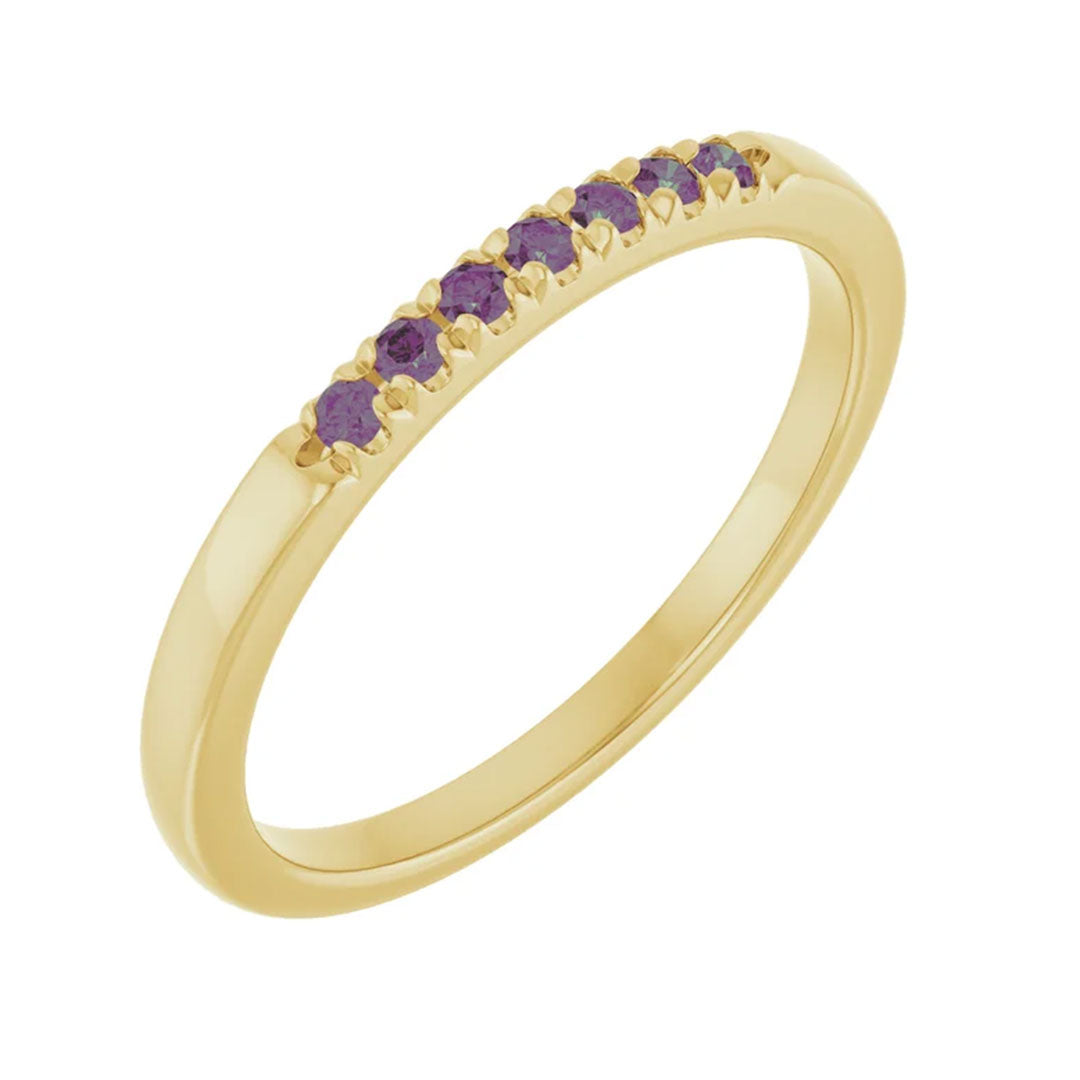 Louise alexandrite french set anniversary ring gold