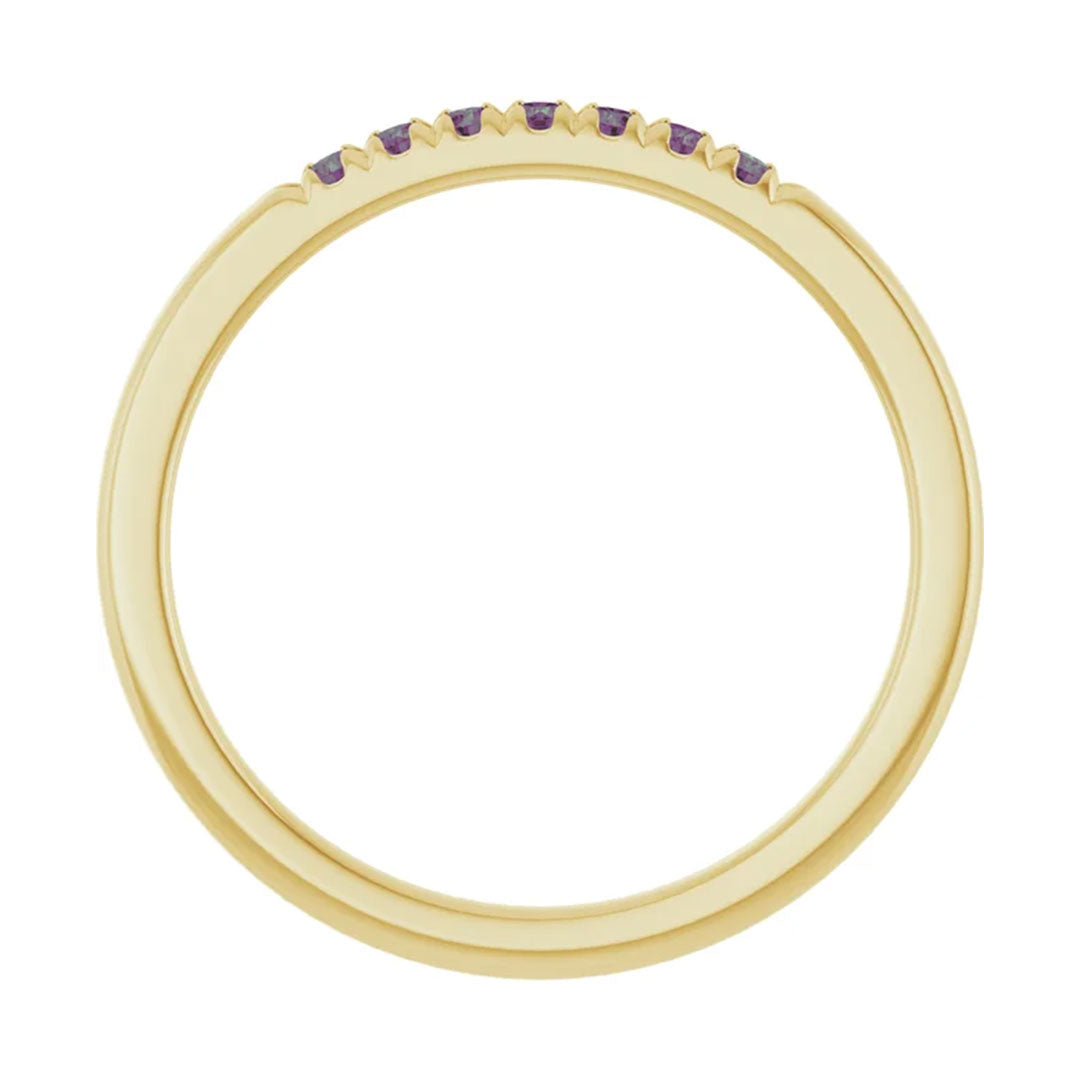 Louise alexandrite french set anniversary ring gold side