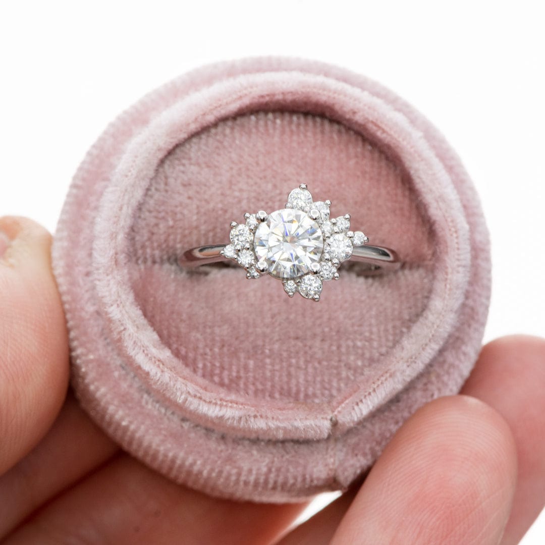 Lydia - Prong Set Accented Side Cluster /Halo Engagement Ring - Setting only Ring Setting by Nodeform