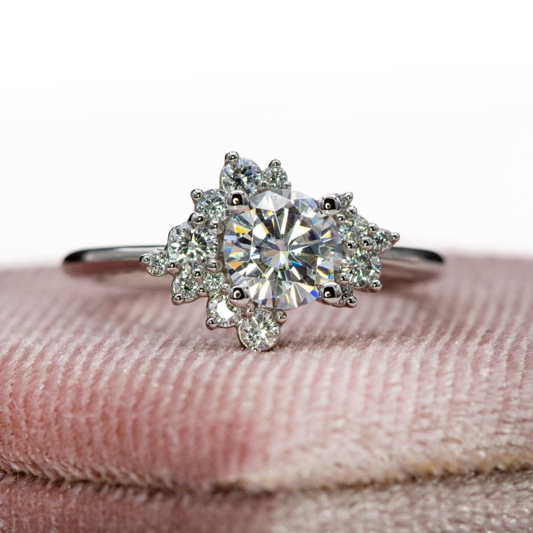 Lydia - Prong Set Accented Side Cluster /Halo Engagement Ring - Setting only Ring Setting by Nodeform