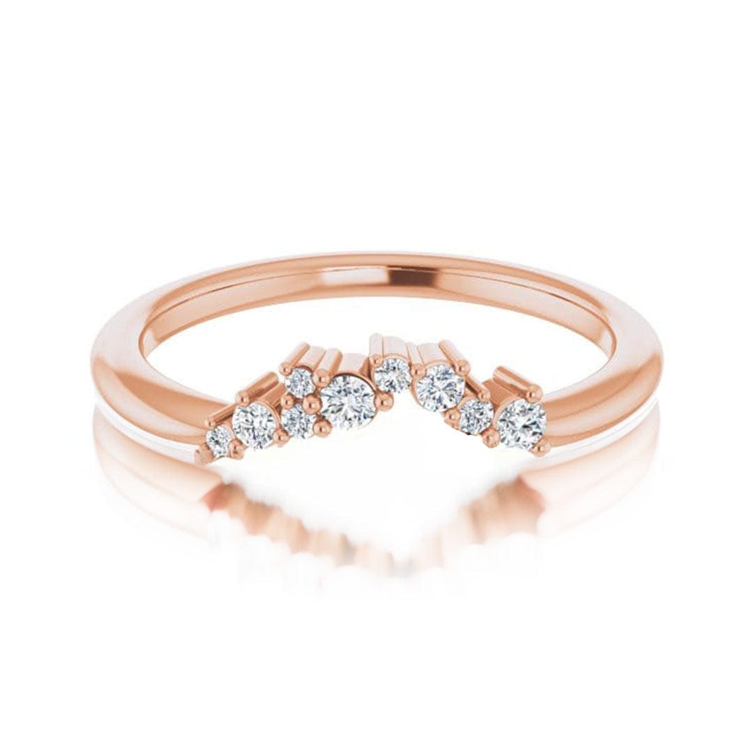 Lydia Band- Prong Set Accented Cluster Curved Wedding Ring Ring by Nodeform